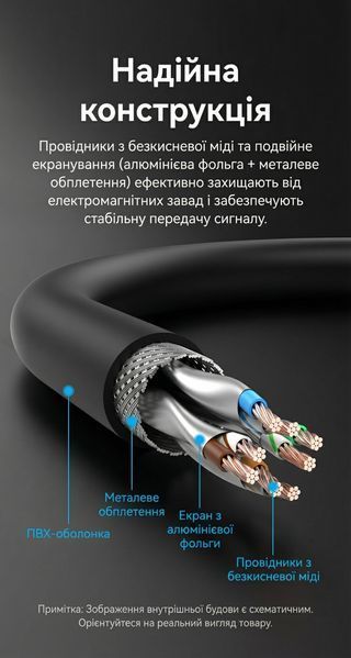 Патч-корд Vention 12м Cat8 SFTP 40 Гбіт/с 2000 МГц RJ45 безкиснева мідь Чорний IKKBM фото