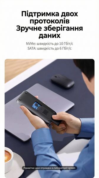 Корпус для SSD с хабом Ugreen 50 см NVMe/SATA M.2 USB 3.2 10 Гбит/с HDMI 4K 60Гц кардридер SD/TF активное охлаждение Серый 55282 фото