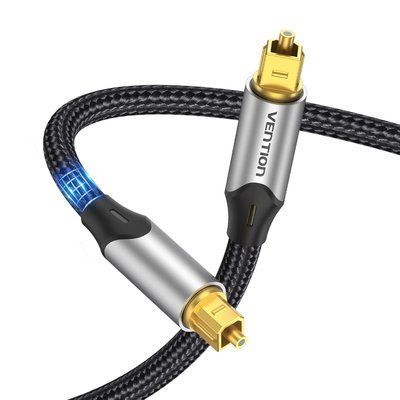 Аудіокабель оптичний Vention 1.5м Toslink на Toslink S/PDIF Hi-Fi 5.1 алюмінієвий корпус нейлонове обплетення Сірий BAVHG фото