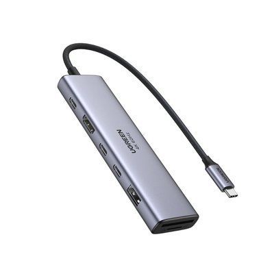 USB-хаб UGREEN 7-в-1 USB-C на HDMI 4K 60Hz PD 100W 2xUSB-C 3.2 USB-A 3.2 SD/TF 10 Гбит/с Серый 45521 фото