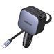 Автомобильное зарядное устройство Ugreen 70 см с выдвижным кабелем USB-C и портами USB-C USB-A суммарная мощность 90 Вт поддержка PD QC Темно-серый 55909 фото 1