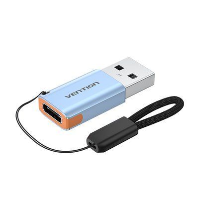 Адаптер Vention USB 3.1 Type-A на USB-C 10 Гбит/с 3 А поддержка гарнитуры с ремешком Серый CUAH0 фото