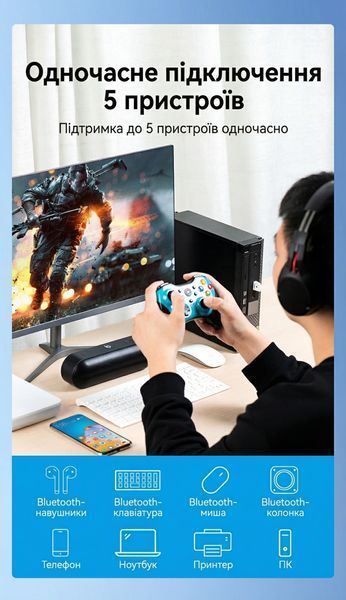 USB-адаптер Bluetooth Vention 5.0 радиус действия 20 м поддержка до 7 устройств одновременно для ПК и ноутбука совместимость Windows Белый CDSW0 фото