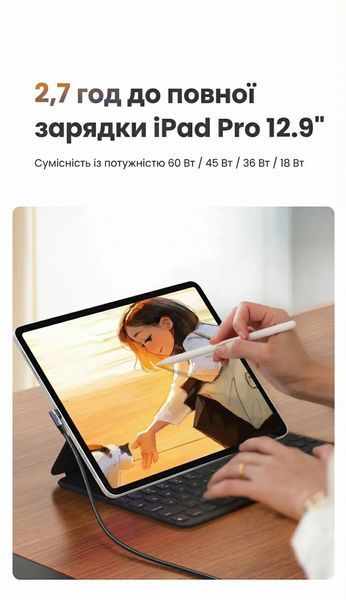 Кабель Ugreen 2 м USB-C на USB-C кутовий 90&deg; PD 100 Вт 5 А швидка зарядка передача даних нейлонове обплетення Чорний 70645 фото