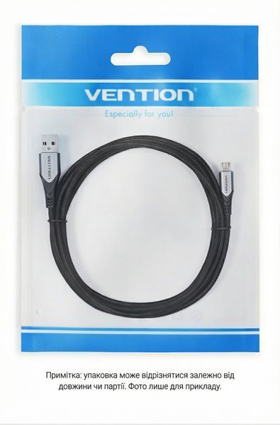 Кабель Vention 1м USB 2.0 на Micro USB 3А быстрая зарядка нейлоновая оплетка алюминиевые коннекторы Серый COAHF фото