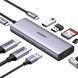 Хаб USB-C Ugreen 20 см 9 в 1 2xHDMI 4K 60Hz Ethernet RJ45 1 Гбит/с PD 60 Вт 2xUSB 3.0 картридер SD/TF алюминиевый Серебристый 90119 фото 1