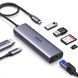 USB-C хаб Ugreen 20 см 7 в 1 HDMI 4K 60Hz RJ45 1 Гбит/с PD 100 Вт 2xUSB 3.0 SD/TF Серебристый 60515 фото 1