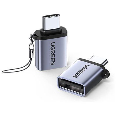 Перехідник Ugreen Type-C на USB 3.0 OTG 5 Гбіт/с алюмінієвий корпус з ремінцем сірий 50283 фото
