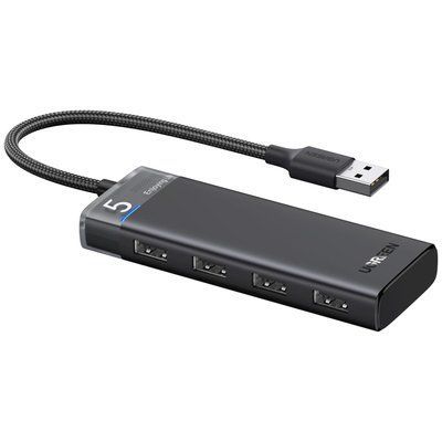 USB-хаб Ugreen 20 см USB-A на 4 порта USB 3.0 5 Гбит/с с портом дополнительного питания USB-C поддержка OTG Серый 15548 фото