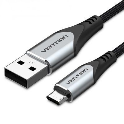 Кабель Vention 3 м USB 2.0 A на Micro USB двусторонний штекер ток 2 А нейлоновая оплетка алюминиевый корпус Серый COCHI фото