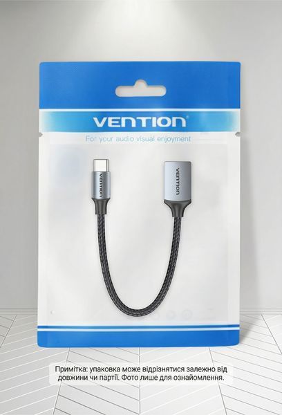 Кабель OTG Vention 0.15м USB-C на USB-A 2.0 480 Мбіт/с нейлонове обплетення алюмінієвий корпус Сірий CCWHB фото