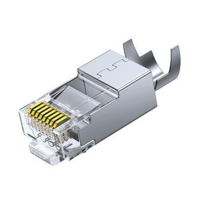 Коннектор RJ45 Ugreen 10 шт Cat7 FTP экранированный 10 Гбит/с металлический корпус позолота 50U со вставкой Серебристый 50634 фото