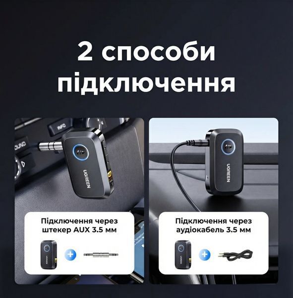 Bluetooth-ресивер AUX Ugreen BT509 Bluetooth 6.0 LDAC 3.5 мм Черный (55546) 55546 фото