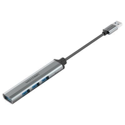 USB-хаб Vention 0.1 м USB-A на 4 порта USB 3.0 5 Гбит/с компактный алюминиевый корпус Серый CKPHB фото