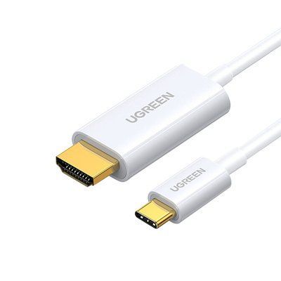 Кабель Ugreen 1.5 м USB-C на HDMI 2.0 підтримка 4K 60 Гц для підключення ноутбука та смартфона до телевізора монітора позолочені контакти Білий 30841 фото