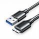 Кабель USB 3.0 на Micro USB 3.0 Ugreen 0.5 м швидкість 5 Гбіт/с струм 3 А для зовнішніх жорстких дисків HDD та SSD посилений Чорний 60528 фото 1