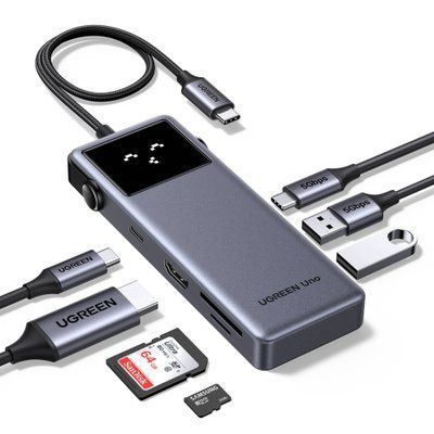 USB-C хаб 7-в-1 Ugreen Uno CM889 HDMI 4K 60 Гц PD 100 Вт Серый (75179) 75179 фото