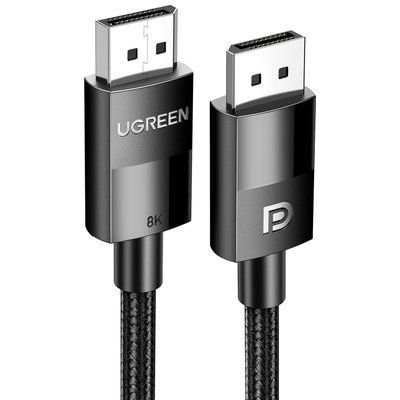 Кабель DisplayPort UGREEN 5 м v1.4 8K 60Hz 4K 144Hz 32.4 Гбит/с динамический HDR поддержка G-Sync нейлоновая оплетка без фиксаторов Черный 80394 фото