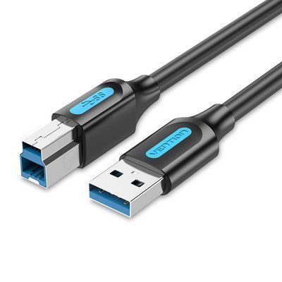Кабель Vention 1м USB 3.0 Type-A на Type-B передача даних 5 Гбіт/с струм 2А для HDD боксів та Blu-ray екранований Чорний COOBF фото