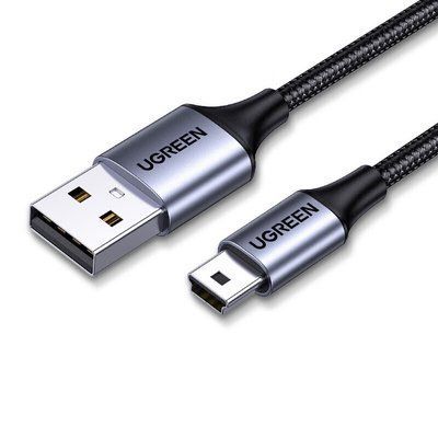 Кабель USB 2.0 на Mini USB Ugreen 2 м нейлоновая оплетка алюминиевый корпус никелированные штекеры для передачи данных и зарядки Черный 80796 фото