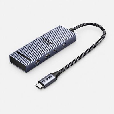 Док-станция USB-C 7 в 1 Ugreen Revodok CM880 40 см HDMI Type-C 4K 120 Гц PD 100 Вт 10 Гбит/с Серая (85096) 85096 фото