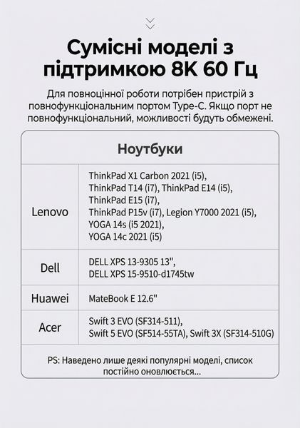 Кабель UGREEN 1 м USB-C на DisplayPort 1.4 8K 60 Гц 4K 240 Гц 32.4 Гбіт/с HDR VRR нейлонове обплетення Чорний 25157 фото