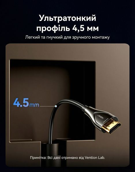 Оптический кабель HDMI Vention 20 м 4K 60Hz Ultra HD HDR 18 Гбит/с однонаправленный позолоченные контакты Черный ALSBQ фото