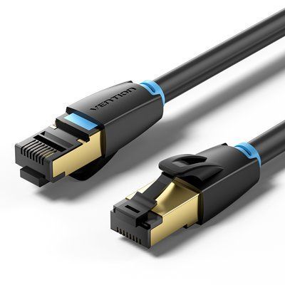 Патч-корд Vention 2 м Ethernet Cat8 SFTP 40 Гбіт/с 2000 МГц RJ45 позолочені контакти Чорний IKABH фото