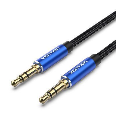 Аудиокабель Vention 5 м AUX 3.5 мм на 3.5 мм Hi-Fi стерео позолоченные коннекторы хлопковая оплетка Синий BAWLJ фото