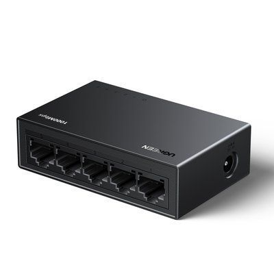 Мережевий комутатор Ugreen CN Plug 5 портів RJ45 Gigabit Ethernet 1000 Мбіт/с настінне кріплення Plug & Play Чорний 35492 фото