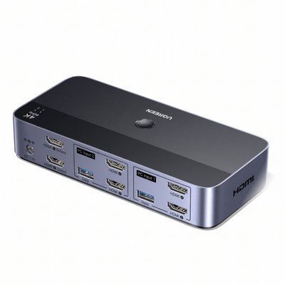 KVM-переключатель Ugreen MONITOR COMPUTER KVM SWITCH AK500 HDMI 2 входа 2 выхода 4K 60 Гц (85719) 85719 фото
