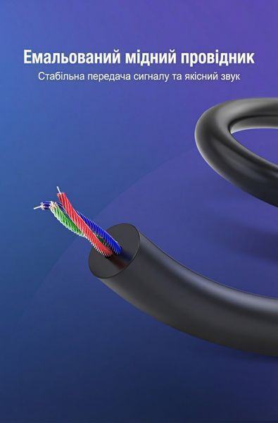 Аудіокабель Vention 1.5 м 2RCA на 2RCA штекер Hi-Fi позолочені контакти алюмінієвий корпус Чорний VAB-R06-B150 фото