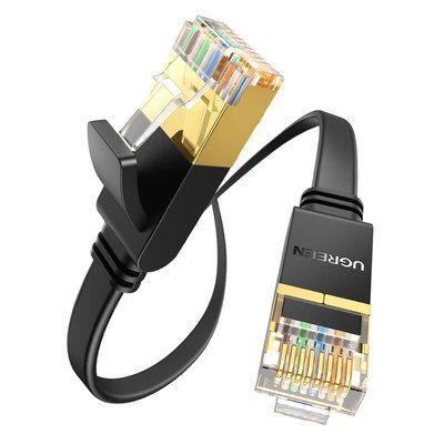 Мережевий кабель Ugreen 20 м Cat 7 10 Гбіт/с плаский RJ45 екранований позолочені контакти Чорний 11267 фото