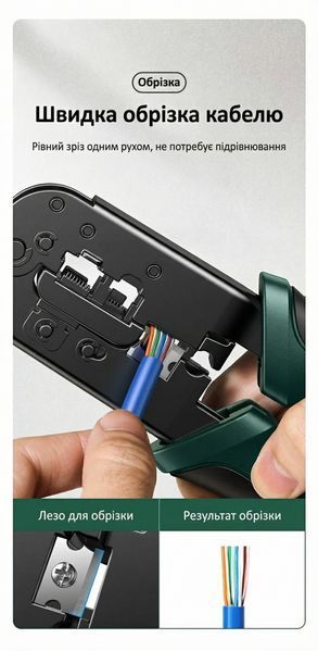 Кримпер многофункциональный Ugreen для коннекторов RJ45 RJ11 инструмент 3 в 1 обжим зачистка и обрезка витой пары лезвия из углеродистой стали черный 10952 фото