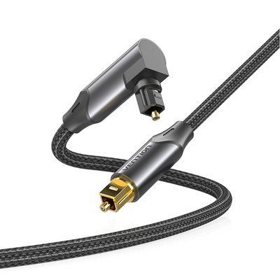 Кабель аудіо оптичний Vention 3м Toslink на Toslink кутовий 90&deg; поворотний нейлонове обплетення позолочені конектори Чорний BKDBI фото