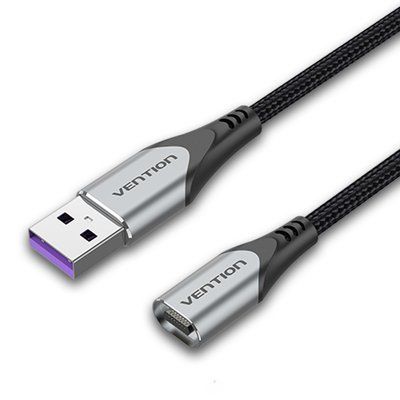 Кабель магнитный Vention 1 м USB 2.0 быстрая зарядка 5 А без коннектора нейлоновая оплетка Серый CQTHF фото