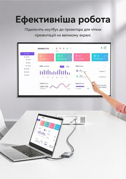 Адаптер Vention 0.15 м USB-C на 2 HDMI поддержка MST расширение экрана разрешение 4K алюминиевый сплав Серый ACZHB фото