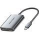 Адаптер Vention 0.15 м USB-C на 2 HDMI поддержка MST расширение экрана разрешение 4K алюминиевый сплав Серый ACZHB фото 1