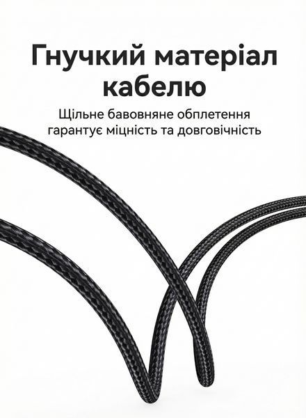 Кабель Vention 1м USB-C на HDMI 4K 60Гц підтримка HDCP 2.2 сумісність з Thunderbolt 3 бавовняне обплетення Чорний CRBBF фото