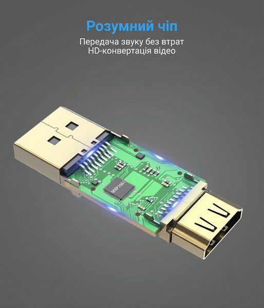 Адаптер Vention DisplayPort штекер на HDMI гніздо 1080P 60 Гц синхронізація аудіо та відео позолочені контакти Чорний HBKB0 фото
