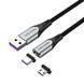 Магнітний кабель 2-в-1 Vention 0.5 м USB-A на Micro USB / USB-C 5 А швидка зарядка нейлонове обплетення передача даних Сірий CQNHD фото 1