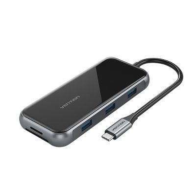 Док-станция Vention 0.15 м 9-в-1 HDMI 4K 60Гц PD 100 Вт RJ45 1000 Мбит/с 3xUSB 3.0 SD TF Audio 3.5 мм Серый TFLHB фото
