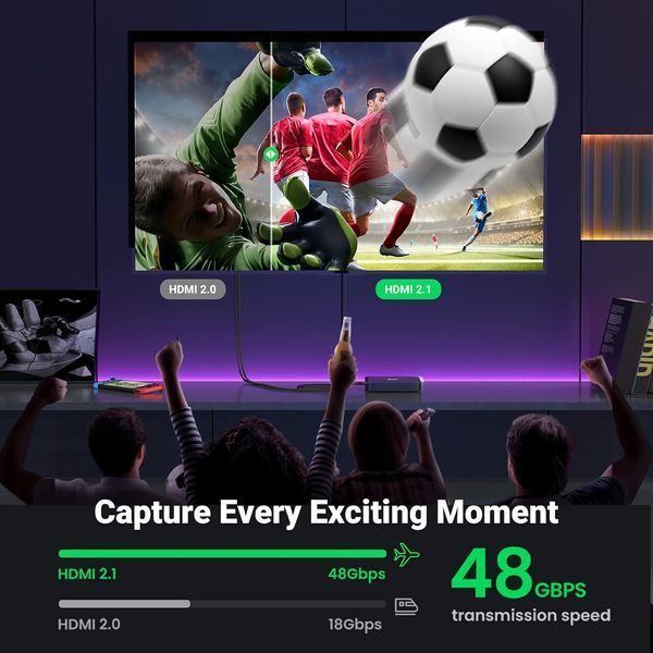 Удлинитель HDMI 2.1 Ugreen 1м 8K@60Hz, 4K@120Hz FHD@120Hz 48 Гбит/с eARC Dynamic HDR Dolby VRR Черный 40447 фото