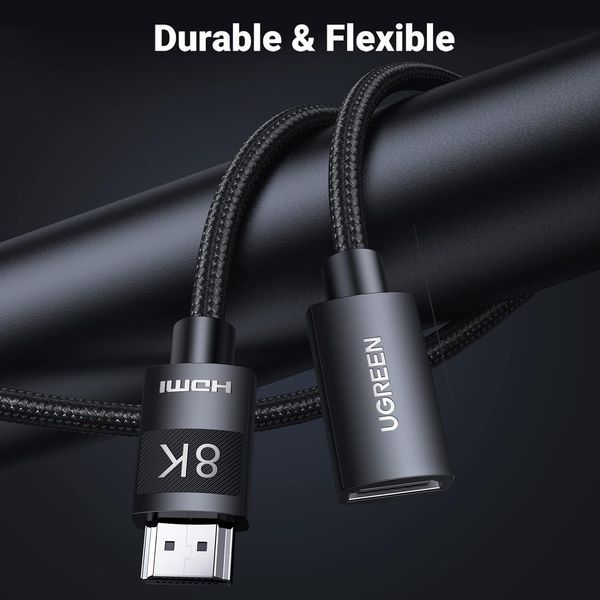 Удлинитель HDMI 2.1 Ugreen 1м 8K@60Hz, 4K@120Hz FHD@120Hz 48 Гбит/с eARC Dynamic HDR Dolby VRR Черный 40447 фото