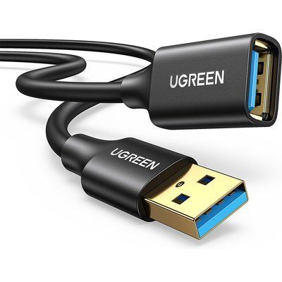 Кабель-удлинитель Ugreen 2 м USB 3.0 5 Гбит/с позолоченные коннекторы экранированный для ПК ноутбука Smart TV Черный 10373 фото