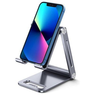 Подставка для телефона и планшета UGREEN 4.7-7.9 дюймов алюминиевая складная настольная регулировка угла наклона и высоты устойчивое основание Серый 80708 фото