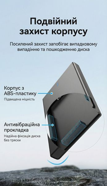 Кишеня для HDD/SSD Vention 2.5" SATA на USB 3.0 Micro-B 5 Гбіт/с підтримка 6 ТБ UASP Чорний KPAB0 фото