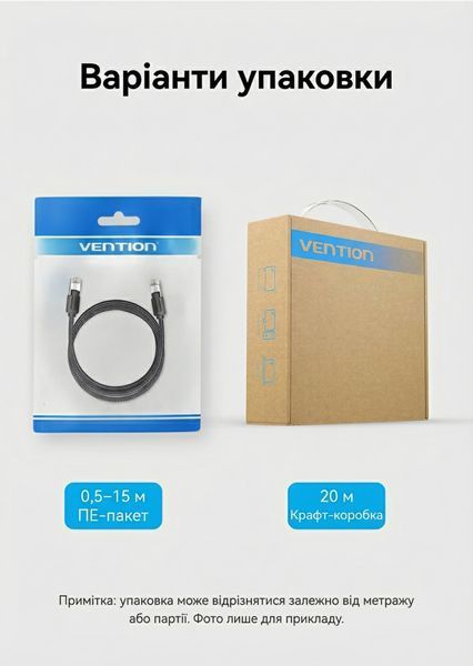 Патч-корд Vention 1 м RJ45 Cat8 SFTP 40 Гбіт/с 2000 МГц бавовняне обплетення Чорний IKOBF фото