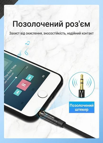 Аудиокабель-сплиттер Vention 1м 3.5 мм гнездо на 2х 3.5 мм штекера для подключения гарнитуры к ПК позолоченные контакты хлопковая оплетка Черный BBLBF фото